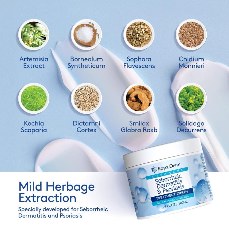 Roycederm Seborrheic Dermatitis & Psoriasis Treatment Cream - Herbal Extracts Formula for Comprehensive Care Comfort Natural