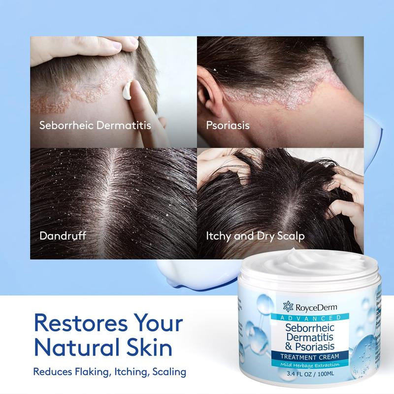 Roycederm Seborrheic Dermatitis & Psoriasis Treatment Cream - Herbal Extracts Formula for Comprehensive Care Comfort Natural